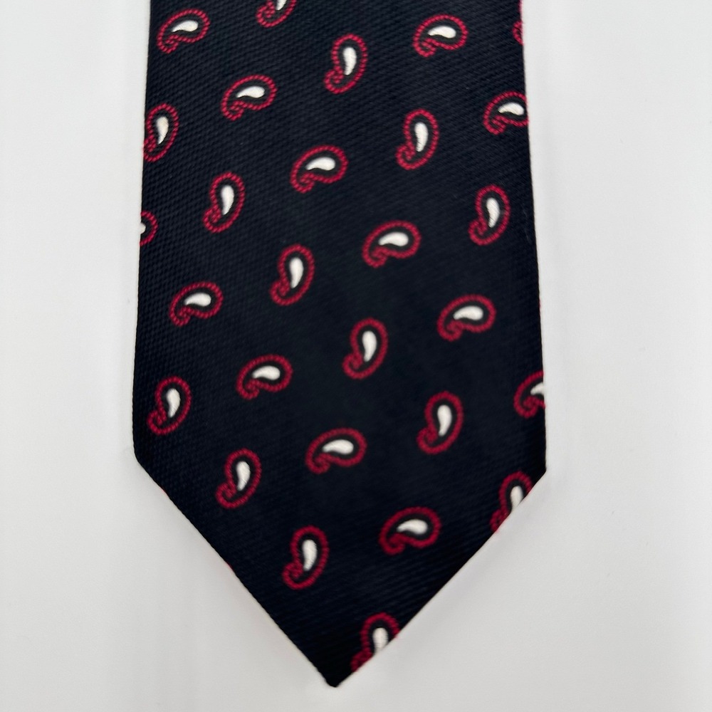 Brooks Brothers‎ 346 Silk Tie 58x3.25" Black Red Paisley Mens Classic Buisness